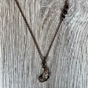 Lucky Brand Butterfly Adjustable Brass Antique Gold Necklace